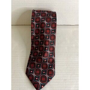 ALEXANDER JULIAN COLOURS Mens Polyester Necktie Designer Geometric Black/Red EUC